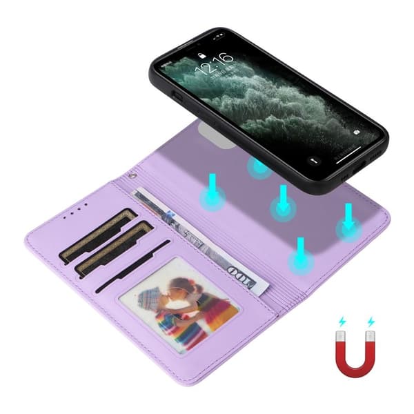 BETOPNICE iPhone 11 Pro Max Plånboksfodral - Detachable Konstläder- Lila