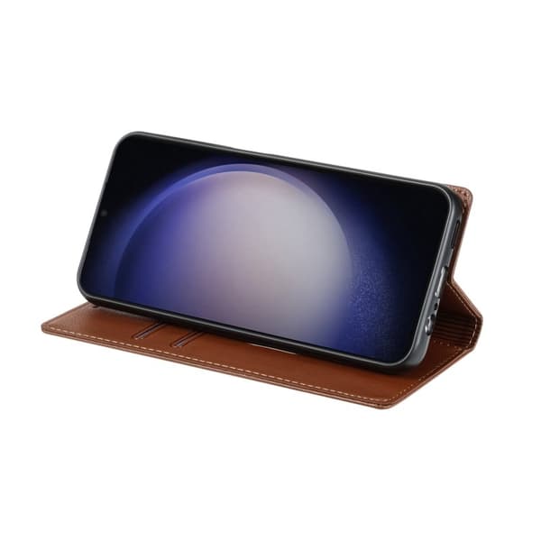 Samsung Galaxy S26 Plus Plånboksfodral Magnetisk Stängning Konstläder - Brun