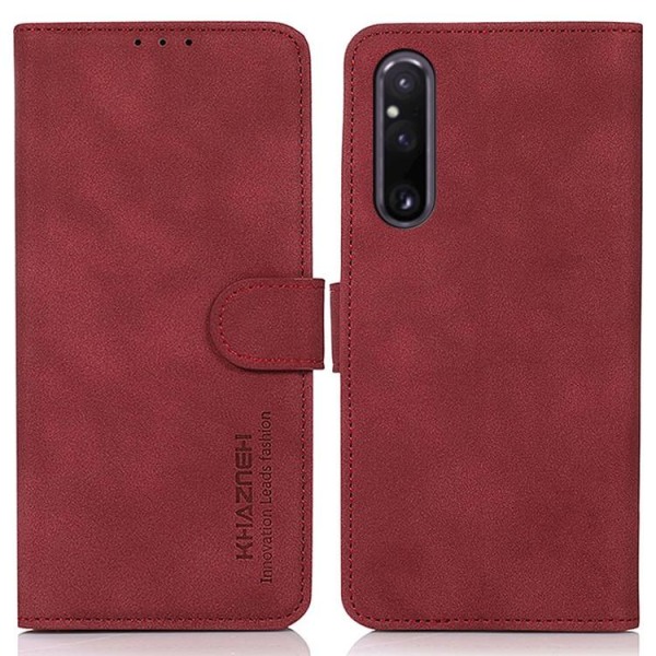 KHAZNEH Sony Xperia 1 V -lompakkokotelo Textured Flip - Punainen