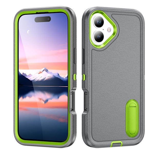 Mobilskal till iPhone 17 Kickstand Silikon - Grön/Grå Grå