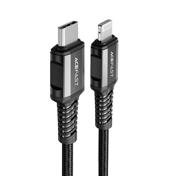 Acefast MFI USB-C - Lightning-kaapeli 30 W 1,2 m - musta