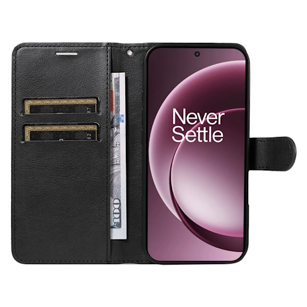 OnePlus 15 5G Plånboksfodral Solid Färg Konstläder Svart