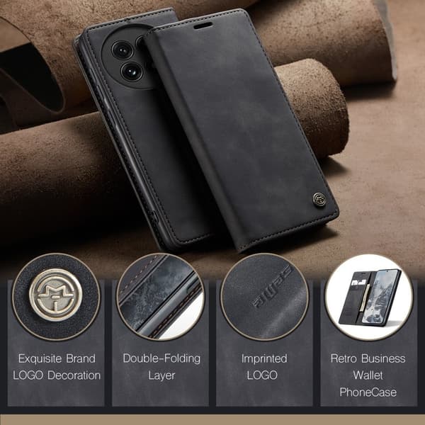 CASEME 013 Plånboksfodral för OnePlus 13 KonstLäder - Svart