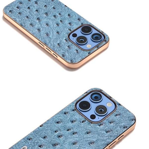 ABEEL Mobilskal till iPhone 16 Pro Electroplating Äkta Läder - Blå