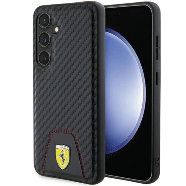 Ferrari Mobilskal till Galaxy S24 Plus Carbon Stitched Bottom - Svart Black