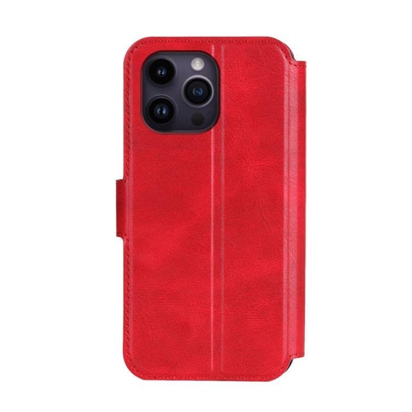 BOOM iPhone 14 Pro Plånboksfodral Calfskin - Röd