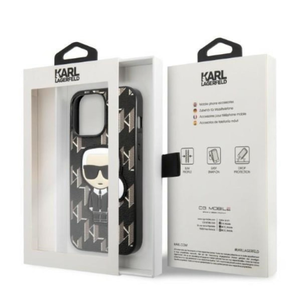 Karl Lagerfeld iPhone 13 Pro Case Monogram Iconic Patch - musta