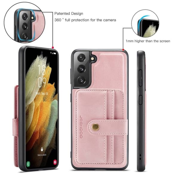 JEEHOOD Detachable Konstläder Plånboksfodral Samsung Galaxy S20 Plus 4G/5G Rosa