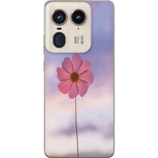 Telefontaske til Motorola Edge 50 Ultra med lyserød blomst