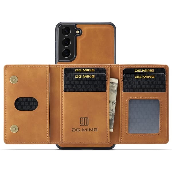 DG.MING M2 Series 2-in-1 Wallet Mobilskal för Samsung Galaxy S22+ - Brun