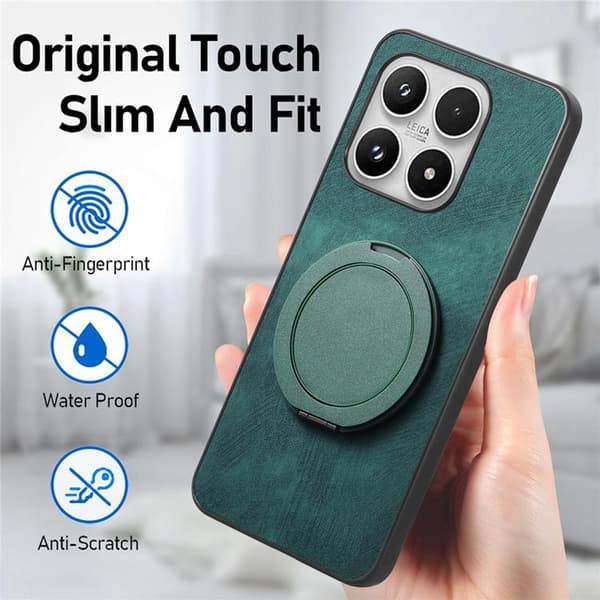 Mobilskal för Xiaomi 17 Retro Läder Rotating Kickstand Grön