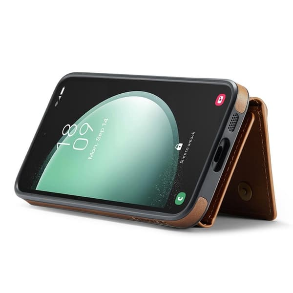 DG.MING Konstläder Plånboksfodral för Samsung Galaxy S25+ - Brun