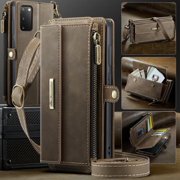 CASEME Konstläder Plånboksfodral för Samsung Galaxy S20 4G/5G - Brun