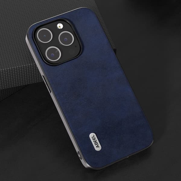 ABEEL Mobilskal till iPhone 15 Pro Max Läder Coated TPU - Blå
