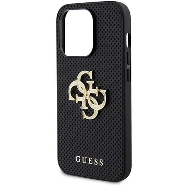 Guess iPhone 15 Pro Max Mobilskal Perforated Glitter Logo Svart