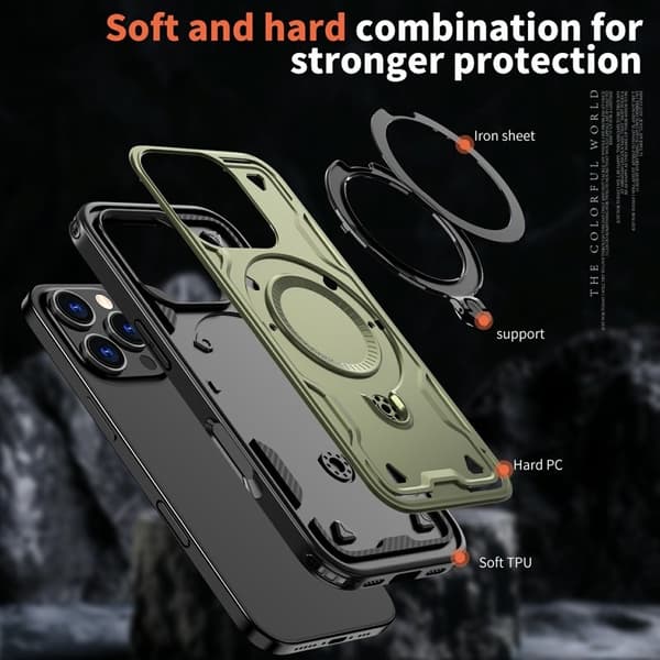 iPhone 16 Pro Max Skal Plast Militärt Skydd - Olivgrön