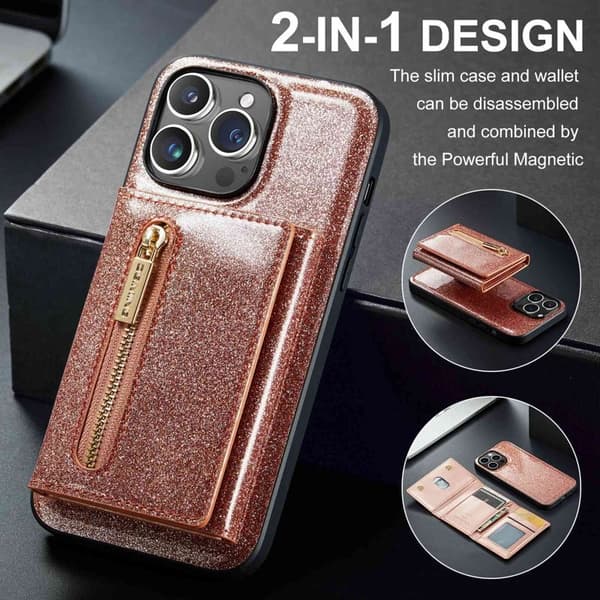 DG.MING M3 Series 2-i-1 Plånboksfodral till iPhone 13 Pro Max - Roséguld