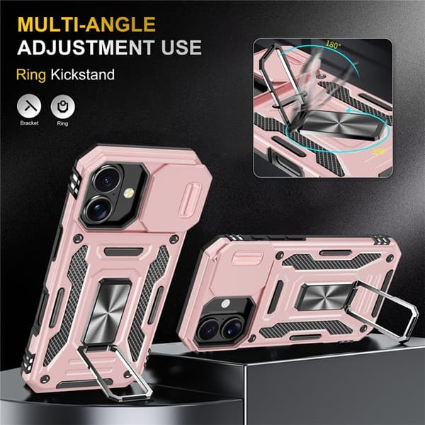 Mobilskal till iPhone 17 Kickstand Lens Lid - Roséguld Roséguld