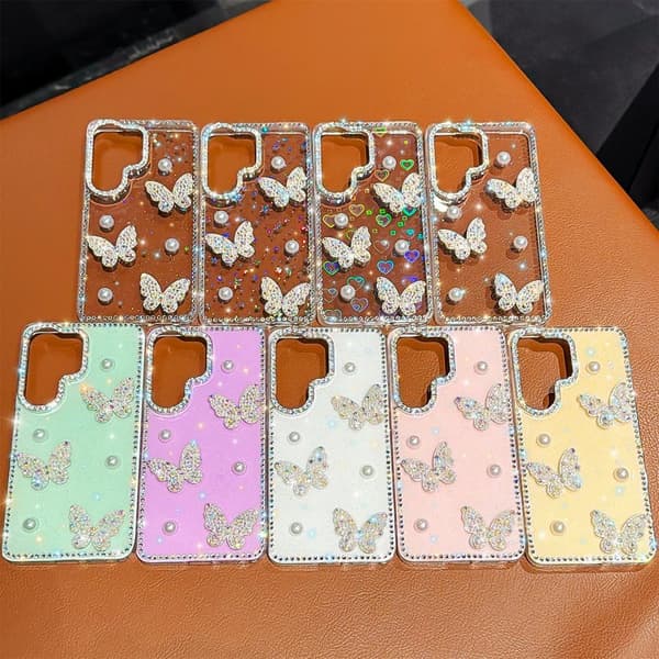 Mobilskal för Samsung Galaxy S26 Ultra Rhinestone TPU + PC - Glitter Vit
