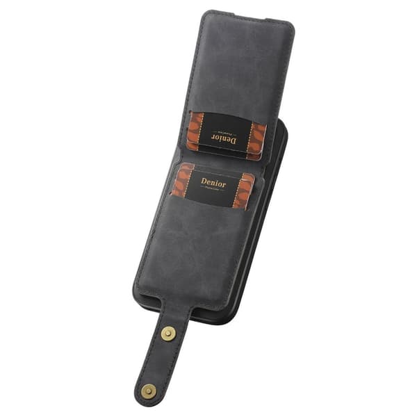 DENIOR D14 Mobilskal till iPhone 14 Plus Läder + TPU + PC Svart