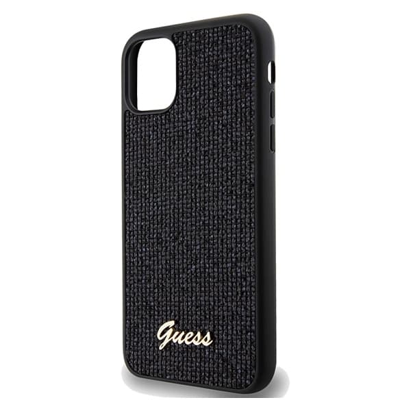 Guess iPhone 11 Etui Disco Script PU Metal Sort Black