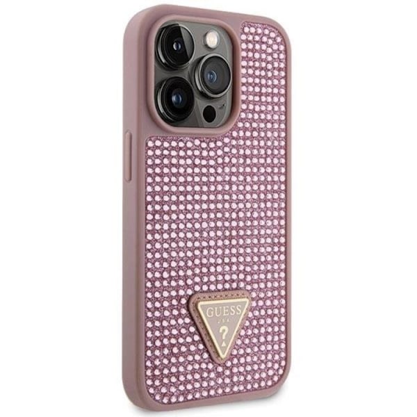 Guess iPhone 14 Pro Mobilskal Rhinestone Triangle - Rosa