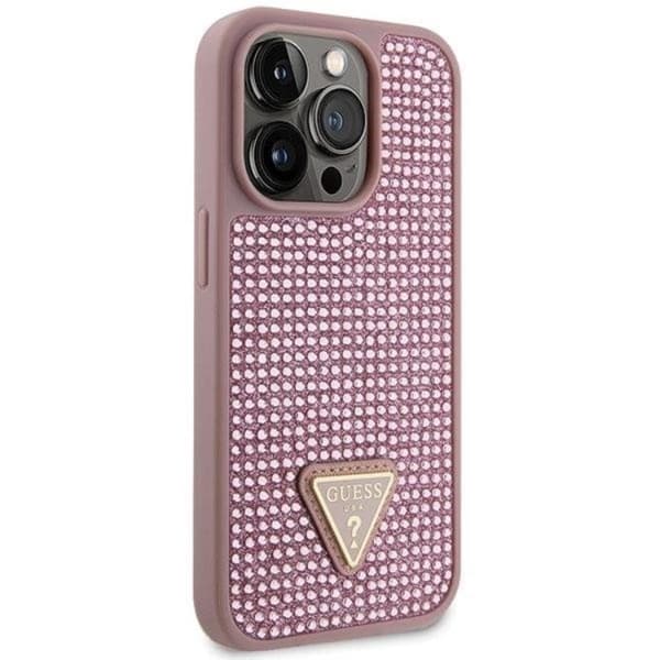 Guess Mobilskal till iPhone 14 Pro Rhinestone Triangle - Rosa