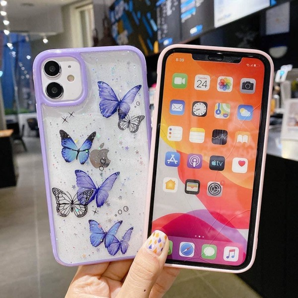 Bling Star Butterfly Cover til iPhone 13 Mini - Lilla