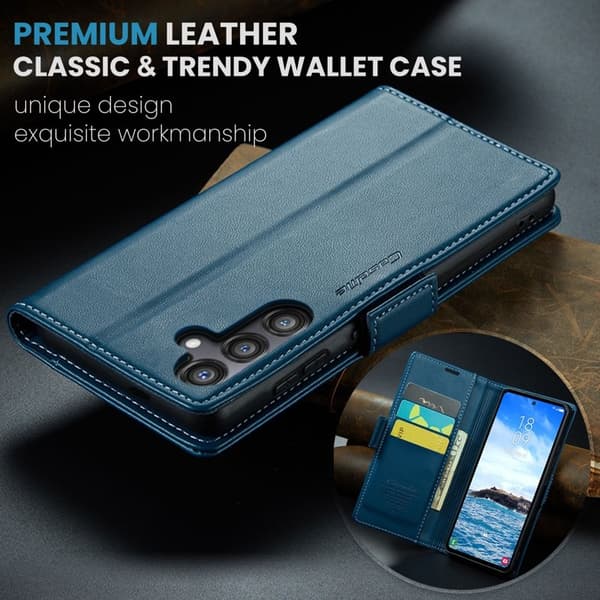 CASEME Plånboksfodral Konstläder för Samsung Galaxy S24 FE - Blå