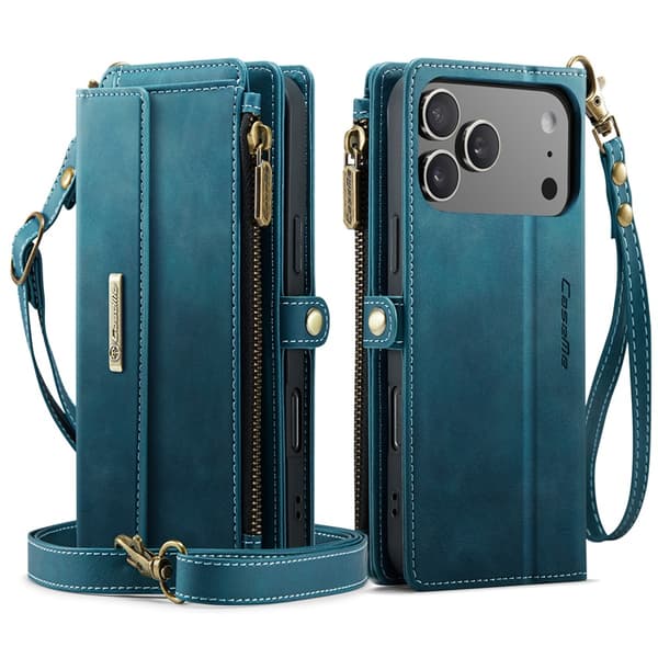 CASEME iPhone 17 Pro Max Plånboksfodral Zipper RFID C39 Grön