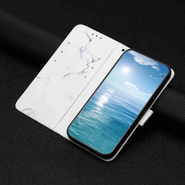 Plånboksfodral för Samsung Galaxy S26 Plus Ställfunktion Konstläder - Vit marmor