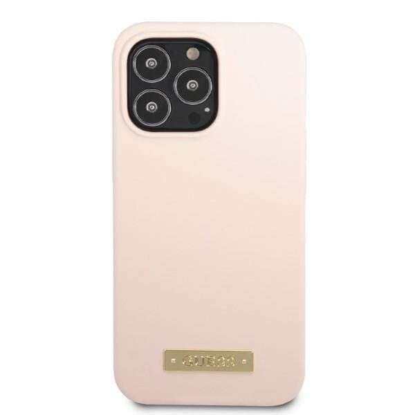 Guess iPhone 13 Pro Max -kuori MagSafe Silicone Logo Plate - Pinkki Rosa