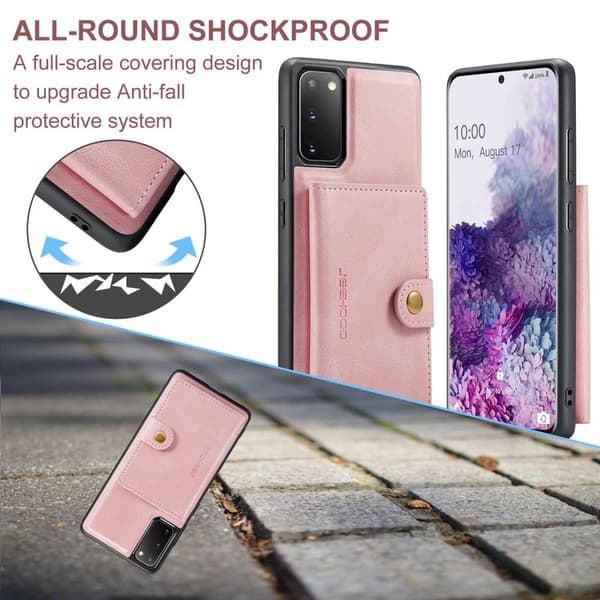 JEEHOOD Samsung Galaxy S20 Konstläder Plånboksfodral Detachable Roséguld