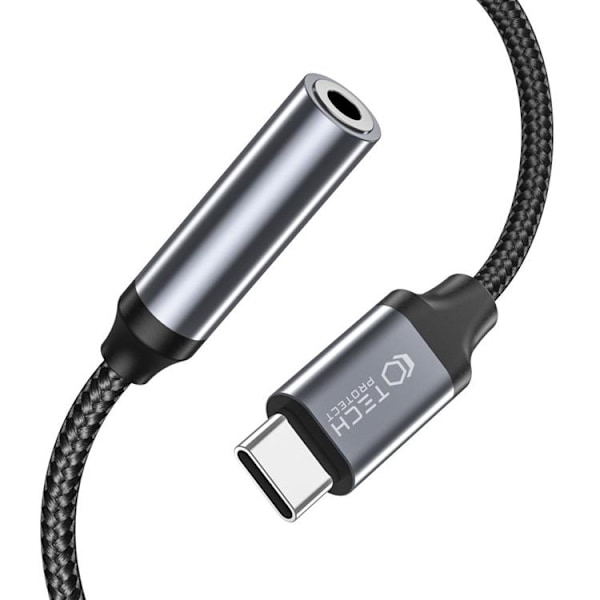 Tech-Protect USB-C To Mini Jack (3.5mm) Adapter - Svart Svart