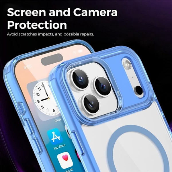 Mobilskal till iPhone 17 Pro MagSafe Transparent TPU+PC - Blå Blå