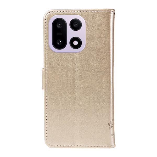 OnePlus 15 5G Plånboksfodral Cat Tree Pattern Konstläder Guld