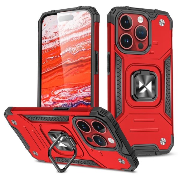 Wozinsky iPhone 15 Pro -mobiilikotelon sormusteline - punainen