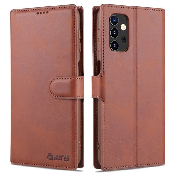 AZNS Dual-sided Magnetic Clasp Plånboksfodral i Konstläder - Brun