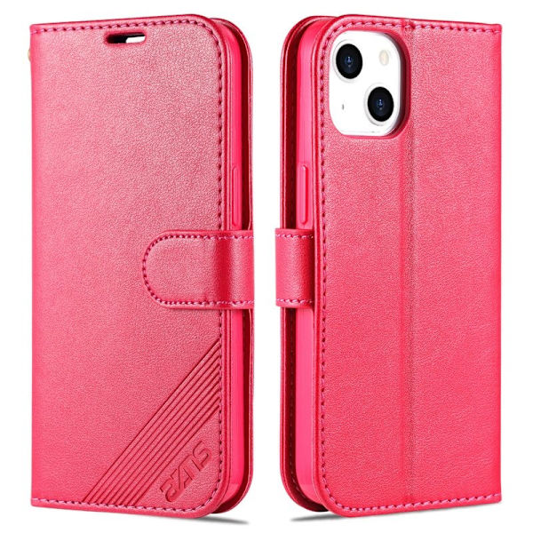 AZNS iPhone 15 Plånboksfodral i Konstläder - Röd