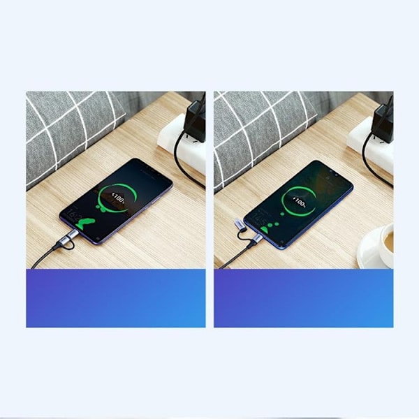 Ugreen 2in1 USB-A till microUSB, USB-C Kabel 1m - Svart