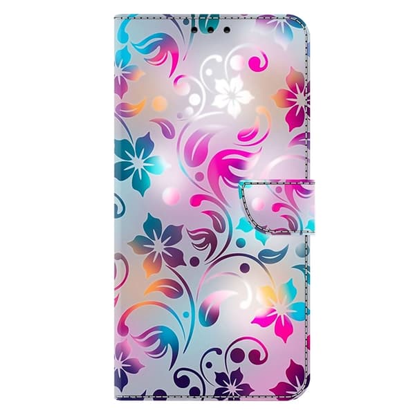 Galaxy A17 5G Konstläder Plånboksfodral Pattern Printing - Craft Flowers Rosa