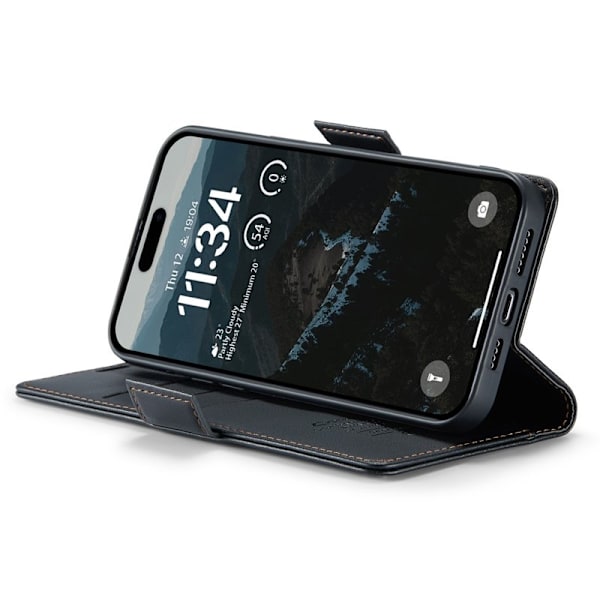 CASEME iPhone 16 Plus Plånboksfodral Konstläder RFID-Skydd Svart