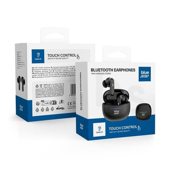 Blue Star Trådløse In-Ear Øretelefoner TWS BK44 - Sort Black