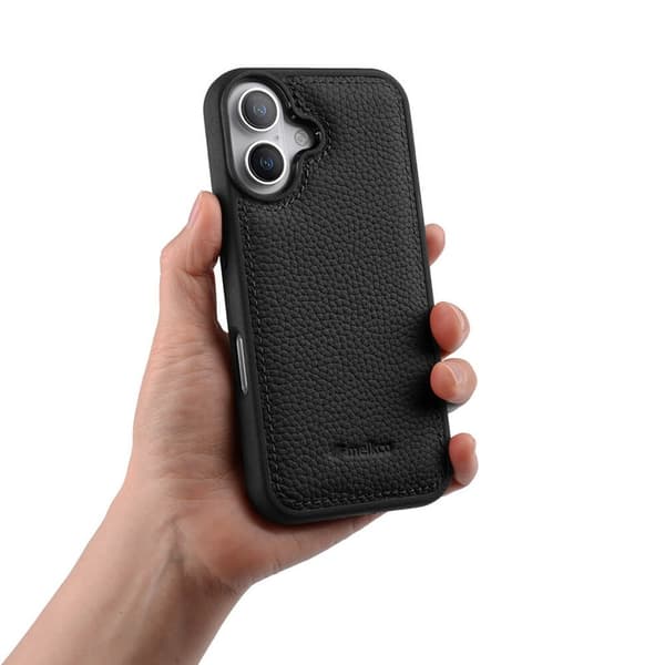 MELKCO Mobilskal till iPhone 16 Plus Äkta Läder Belagt PC - Svart