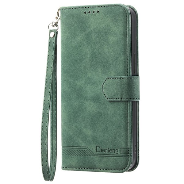 DIERFENG DF-03 iPhone 16 Pro Max Plånboksfodral Konstläder - Grön
