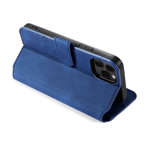 DG.MING Retro Konstläder Folio Plånboksfodral för iPhone 13 mini - Blå