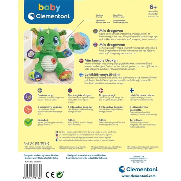 CLEMENTONI interaktiv plysbabydrage (GB/GB/DK/DA)