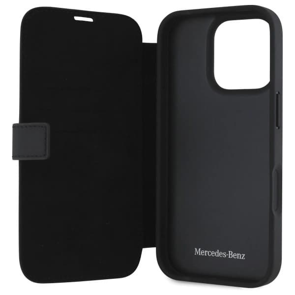 Mercedes iPhone 16 Pro Max Plånboksfodral MB Waves Läder Black