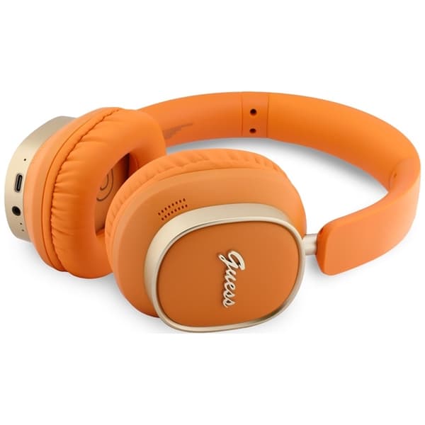 Guess On-Ear Hörlurar Bluetooth ENC Rectangle Metal Script - Orange