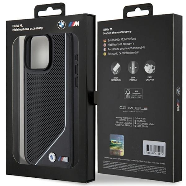 BMW iPhone 15/14/13 Mobilskal Magsafe Perforated Twisted Line Svart